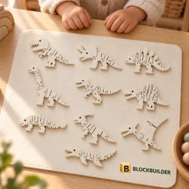 Dino Bones L, sada 10 kloubových figurek dinosaurů BLOCKBUILDER