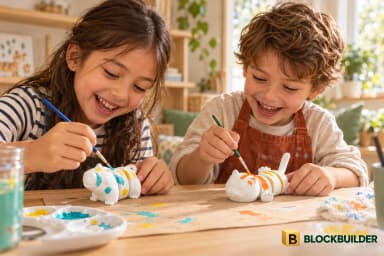 Figurky k malování Bílá zoo L, sada 20 ks BLOCKBUILDER