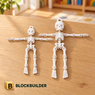 BLOCKBUILDER Kostlivec M 90 mm s poutkem, bílá figurka