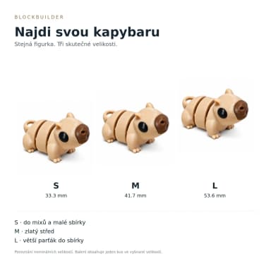 Kapybara L 53,6 mm, pohyblivá figurka, hnědá, 1 ks BlockBuilder