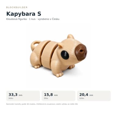 Kapybara S 33,3 mm, pohyblivá figurka, hnědá, 1 ks BlockBuilder