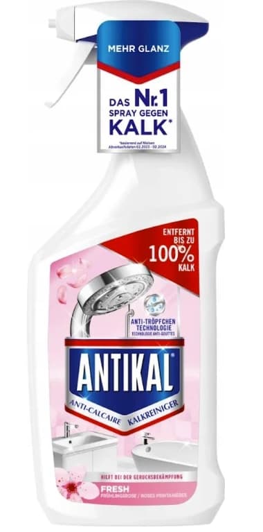 Antikal Fresh odvápňovač koupelny s vůní jarní růže, 800 ml
