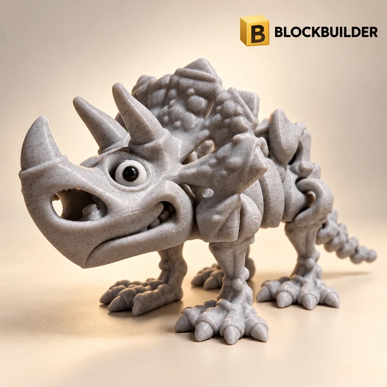BLOCKBUILDER Velký mramorový triceratops, kloubová figurka, 1 ks