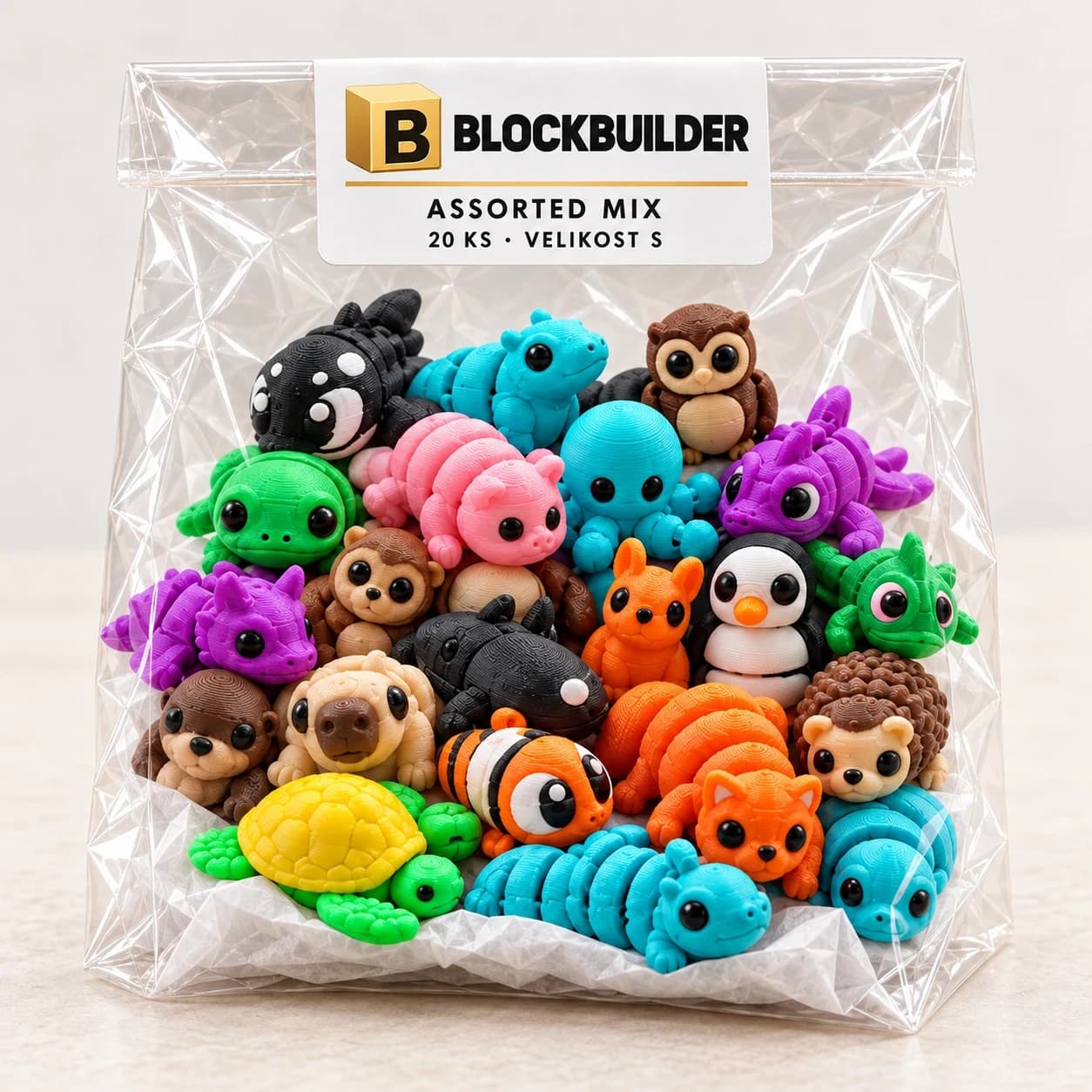 ASSORTED MIX 20 KS · kloubová zvířátka S | BLOCKBUILDER