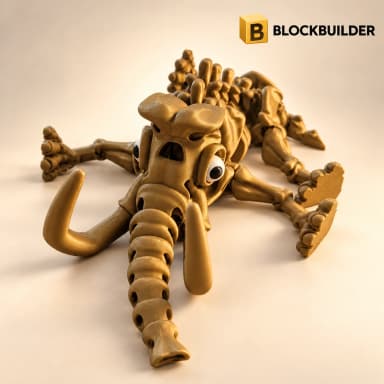 BLOCKBUILDER Velký bronzový mamut kloubová figurka BEZ podstavce