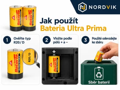 Baterky Bateria Ultra Prima R20 D 1,5V - 2ks, návod k použitia