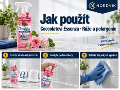 Coccolatevi Essenza univerzální čistič Růže a pelargonie, 750 ml, návod k použití