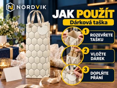 Dárková papírová taška 12 × 36 × 9 cm, na víno, návod k použití