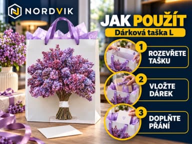 Dárková papírová taška L 26 × 32 × 12 cm, levandule, návod k použití
