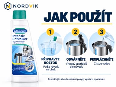 Dr. Beckmann Intensiv Entkalker tekutý odvápňovač, 250 ml, návod k použití