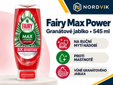 Fairy Max Power Granatapfel prostředek na nádobí - Granátové jablko, 545 ml, produktová infografika