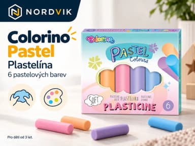 Colorino Pastel plastelína, 6 pastelových barev, produktová infografika
