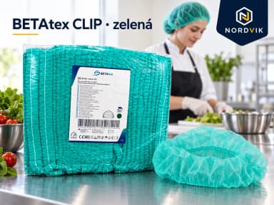 BETAtex CLIP jednorázová čepice, zelená, 100 ks, produktová fotografie v prostředí Nordvik
