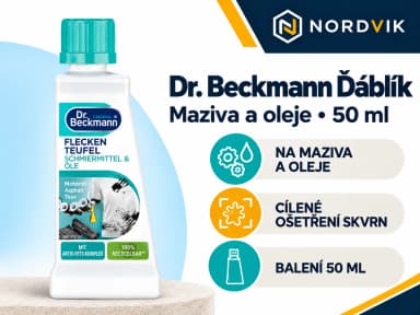 Dr. Beckmann Ďáblík na skvrny Maziva a oleje, 50 ml, produktová infografika