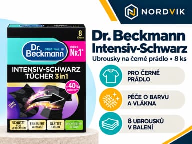 Dr. Beckmann Intensiv-Schwarz 3v1 ubrousky na černé prádlo, 8 ks, produktová infografika