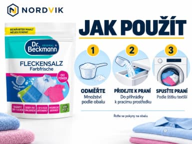 Dr. Beckmann Fleckensalz Oxi-Power odstraňovač skvrn, 400 g, návod k použití