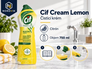 Cif Cream Lemon čisticí krém, 750 ml, produktová infografika