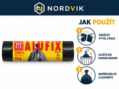 ALUFIX Economy Basic černé pytle na odpad 240 l, 10 ks, návod k použitia