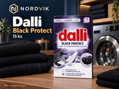 Dalli Black Protect ubrousky pro tmavé prádlo, 15 ks, produktová fotografie v prostředí Nordvik