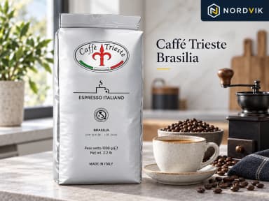 Caffé Trieste Brasilia zrnková káva, 1 kg, produktová fotografie v prostředí Nordvik