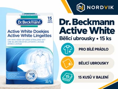 Dr. Beckmann Active White bělicí obrúsky, 15 ks, produktová infografika
