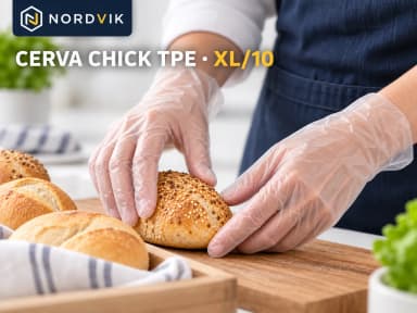 CERVA CHICK TPE jednorazové rukavice čirá, vel. XL/10, 100 ks, produktová fotografie v prostředí Nordvik