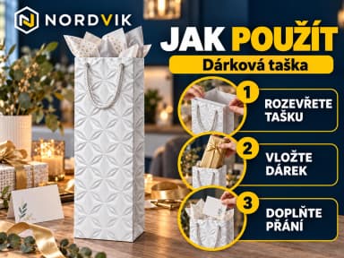 Dárková papírová taška 12 × 36 × 9 cm, na víno, návod k použitia