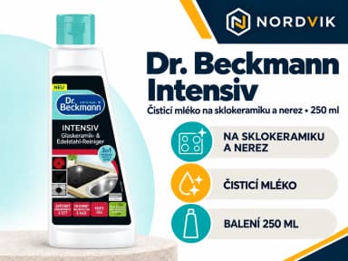 Dr. Beckmann Intensiv čisticí mléko na sklokeramiku a nerez, 250 ml, produktová infografika