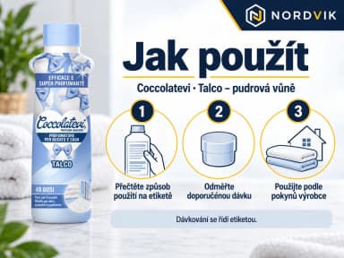 Coccolatevi parfém na praní a do domácnosti Talco, pudrová vůně, 300 ml, návod k použití