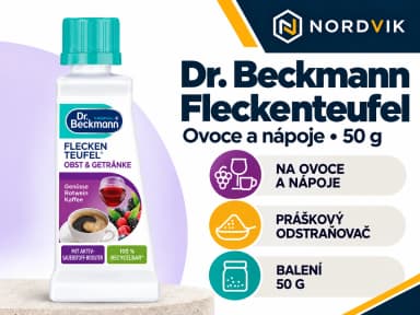 Dr. Beckmann Fleckenteufel odstraňovač skvrn od ovoce a nápojů, 50 g, produktová infografika