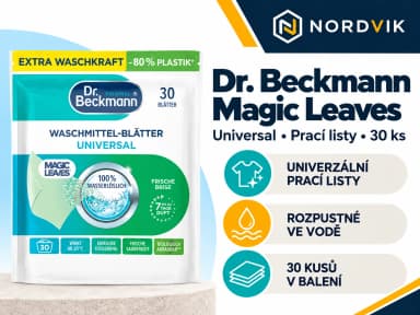 Dr. Beckmann Magic Leaves Universal prací listy, 30 ks, produktová infografika
