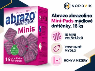 Abrazo abrazolino Mini-Pads mýdlové drátěnky, 16 ks, produktová infografika