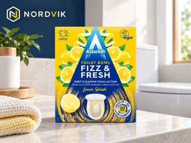 Astonish Lemon Splash tablety na čištění WC, 8 ks, produktová fotografie v prostředí Nordvik