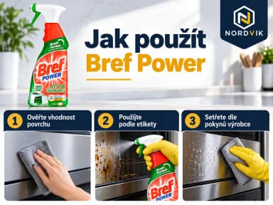 Bref Power sprej na čištění sporáků a varných desek od mastnoty 0,75l, návod k použití