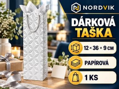 Dárková papírová taška 12 × 36 × 9 cm, na víno, produktová infografika