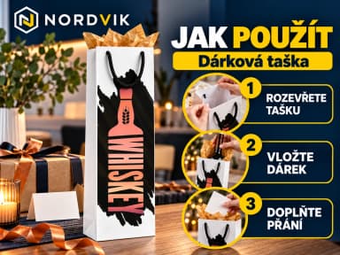 Dárková papírová taška 12 × 30 × 9 cm, motiv WHISKEY, návod k použití