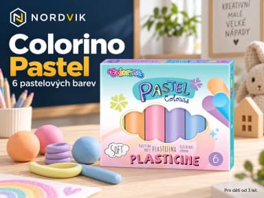 Colorino Pastel plastelína, 6 pastelových barev, produktová fotografie v prostředí Nordvik
