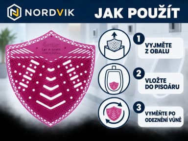 4Toilet SHIELD vonné sítko do pisoáru Jablko se škoricou, 2 ks, návod k použitia