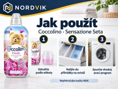 Coccolino Fresh Sensazione Seta koncentrovaná aviváž, 952 ml, návod k použití