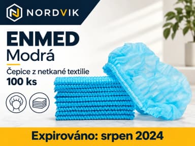 Čepice z netkané textilie ENMED - harmonika, 100 ks modrá, produktová infografika