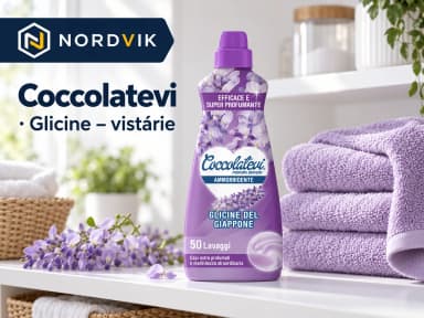 Coccolatevi koncentrovaná aviváž Glicine, vistárie, 1,25 l / 50 praní, produktová fotografie v prostředí Nordvik