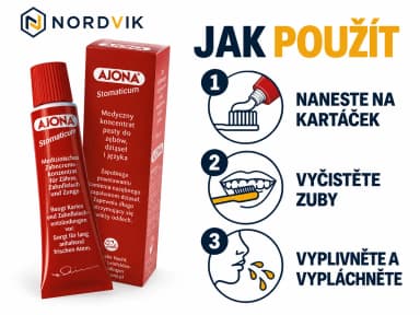 Ajona Stomaticum koncentrovaná zubní pasta, 25 ml, návod k použitia