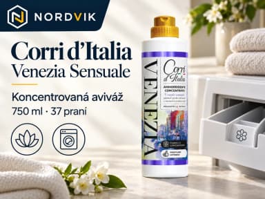 Corri d’Italia koncentrovaná aviváž Venezia Sensuale, 750 ml / 37 praní, produktová infografika