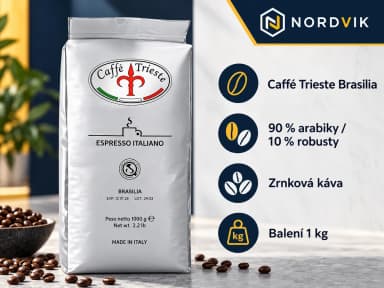 Caffé Trieste Brasilia zrnková káva, 1 kg, produktová infografika