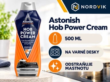 Astonish Specialist Hob Power Cream čistič varných desek, 500 ml, infografika produktu