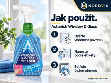 Astonish Window & Glass čistič oken a skla, 750 ml, návod k použitia