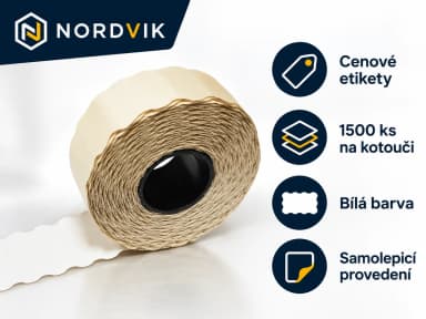Cenové etikety na kotouči 1500 ks, produktová infografika