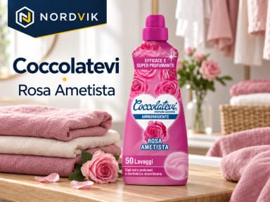 Coccolatevi koncentrovaná aviváž Rosa Ametista, 1,25 l / 50 praní, produktová fotografie v prostředí Nordvik