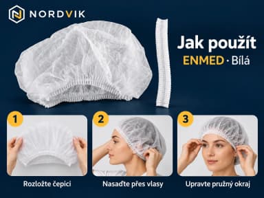 Čepice z netkané textilie ENMED - harmonika, 100 ks bílá, návod k použití