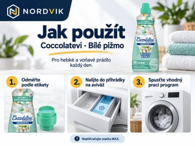 Coccolatevi koncentrovaná aviváž Muschio Bianco, Bílé pižmo, 1,25 l / 50 praní, návod k použití